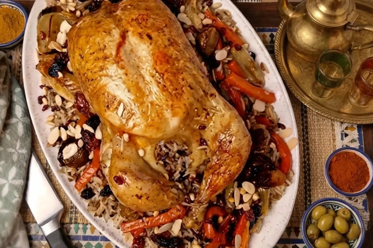 Djaj Mahchi (Moroccan Stuffed Chicken)