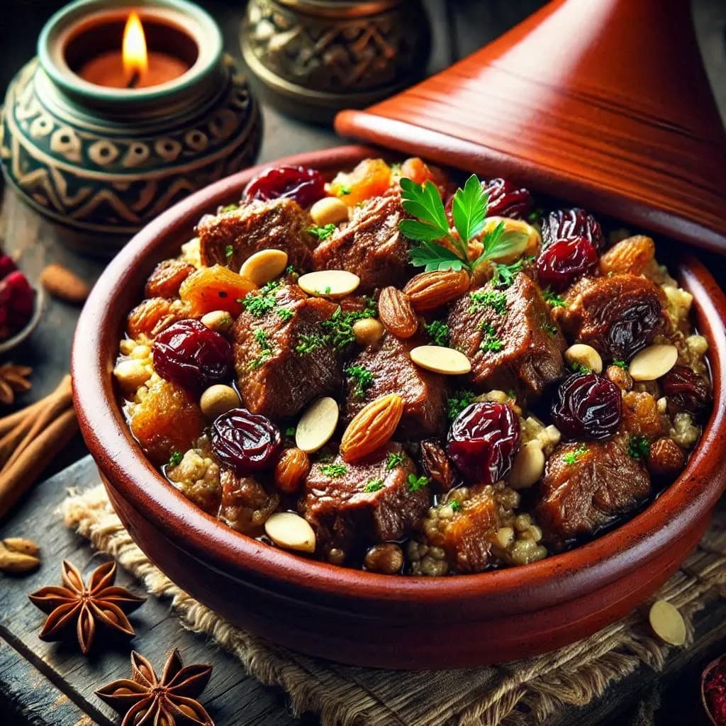 Meat Tajine with Raisins and Almonds