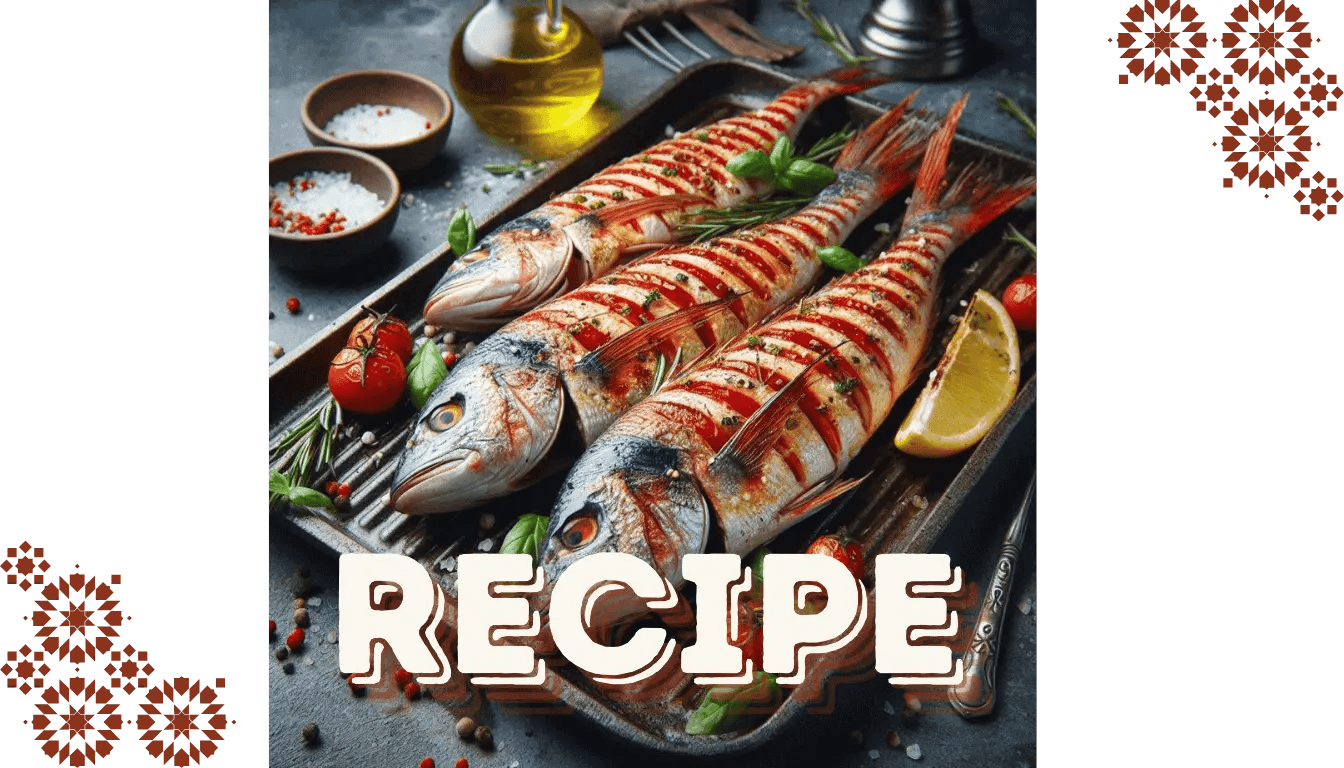 Striped Red Mullet Fish in oven