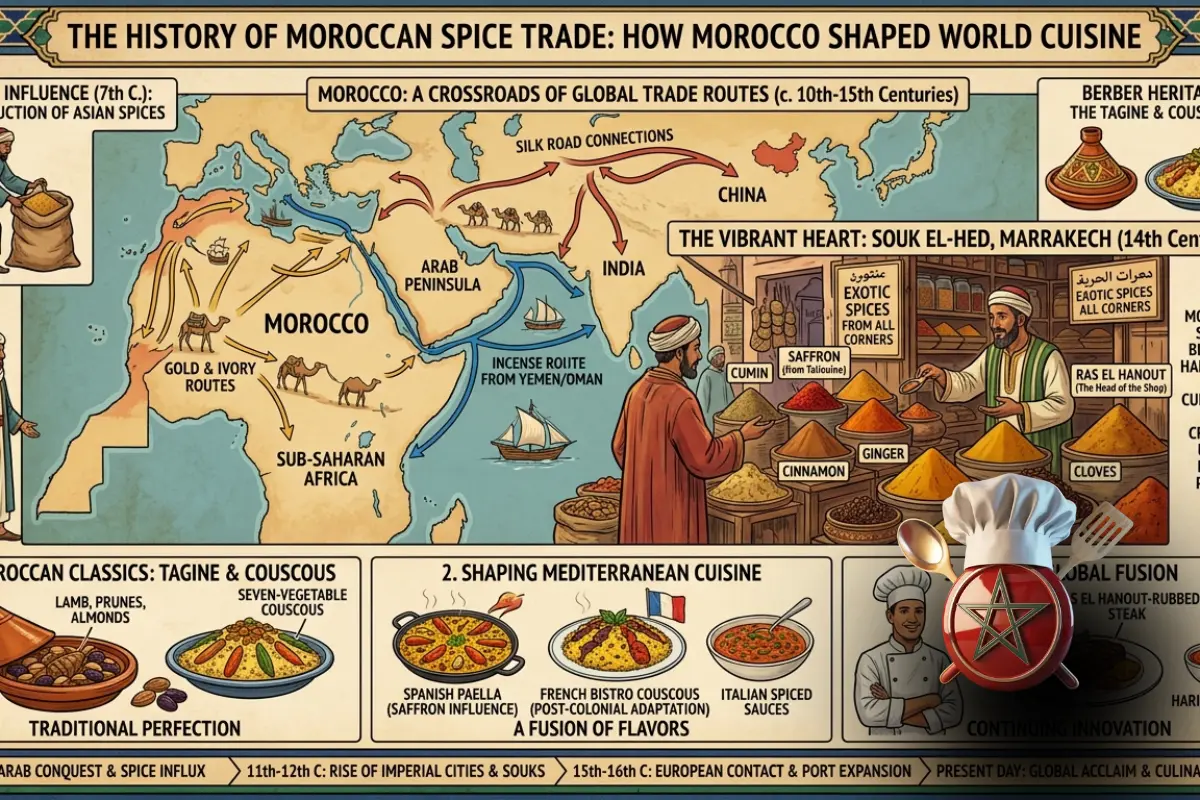 The History of Moroccan Spice Trade: How Morocco Shaped World Cuisine