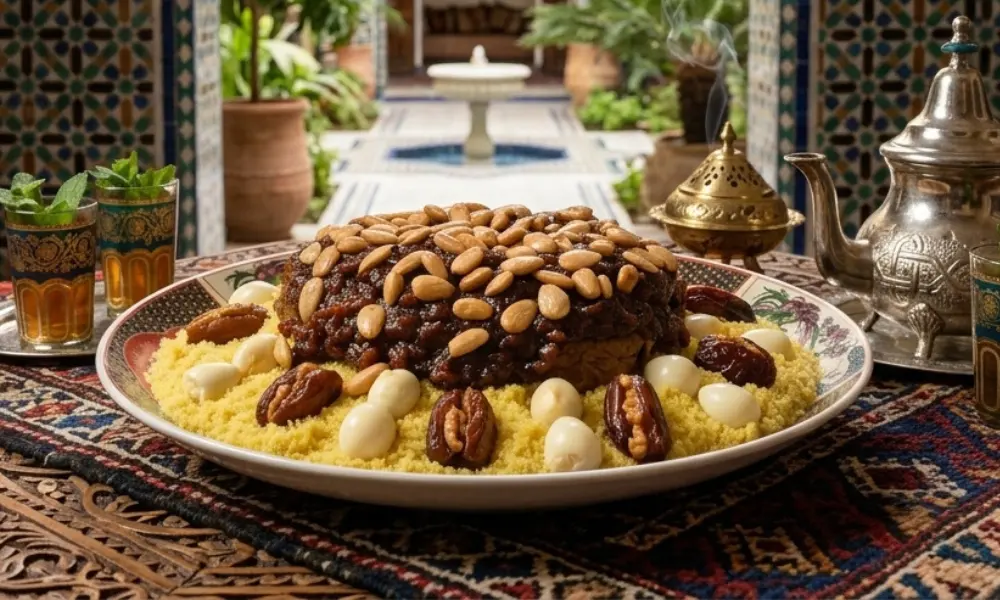 Couscous Tfaya with Caramelized Onions