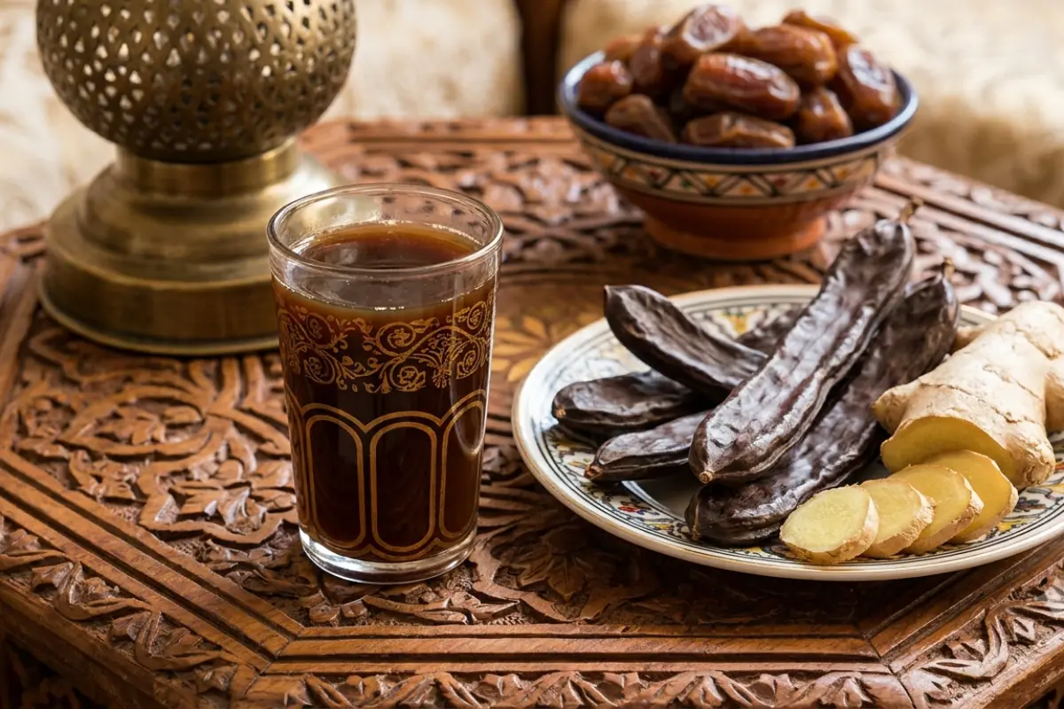 Carob Juice with Honey and Ginger