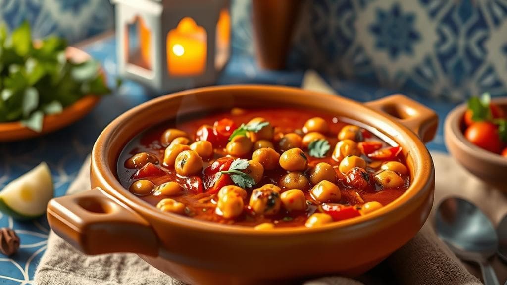 Harira with Chickpeas Tomatoes and Cilantro