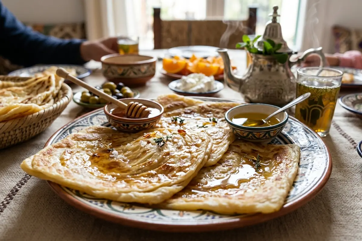 Msemen with Honey and Argan Oil