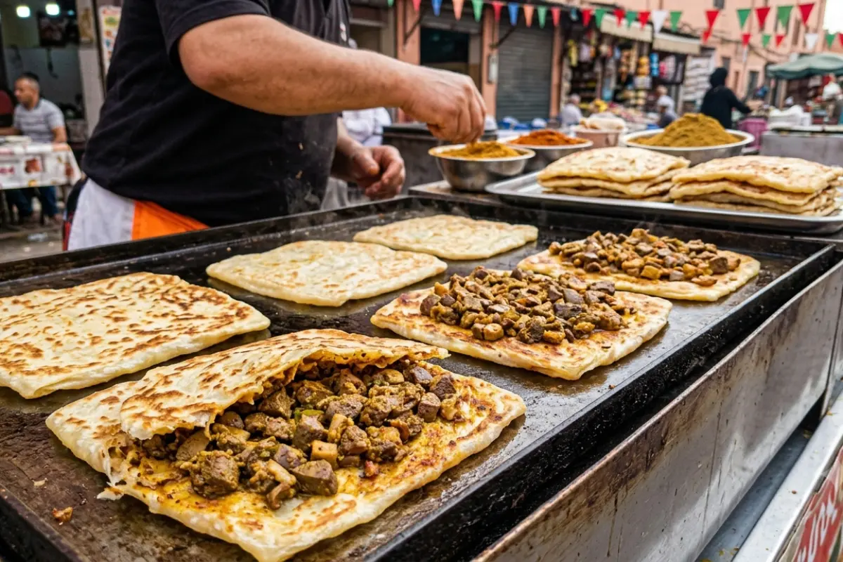 Rghaif Stuffed with Offal and Spices