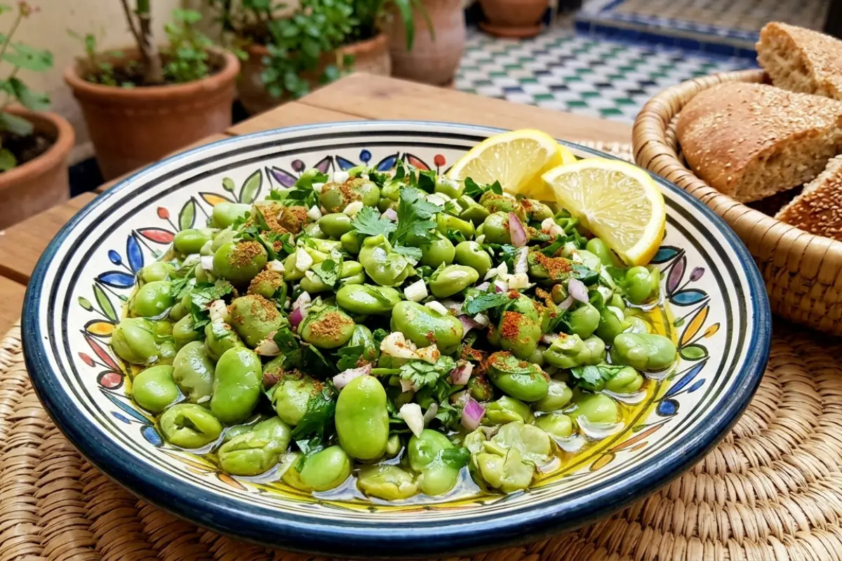 Green Fava Bean Salad with Oil and Cumin
