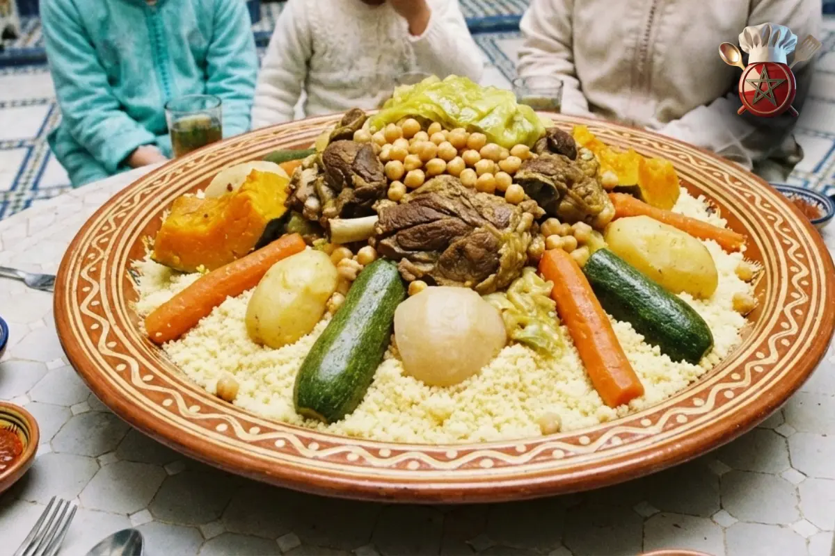Traditional Moroccan couscous with seven vegetables